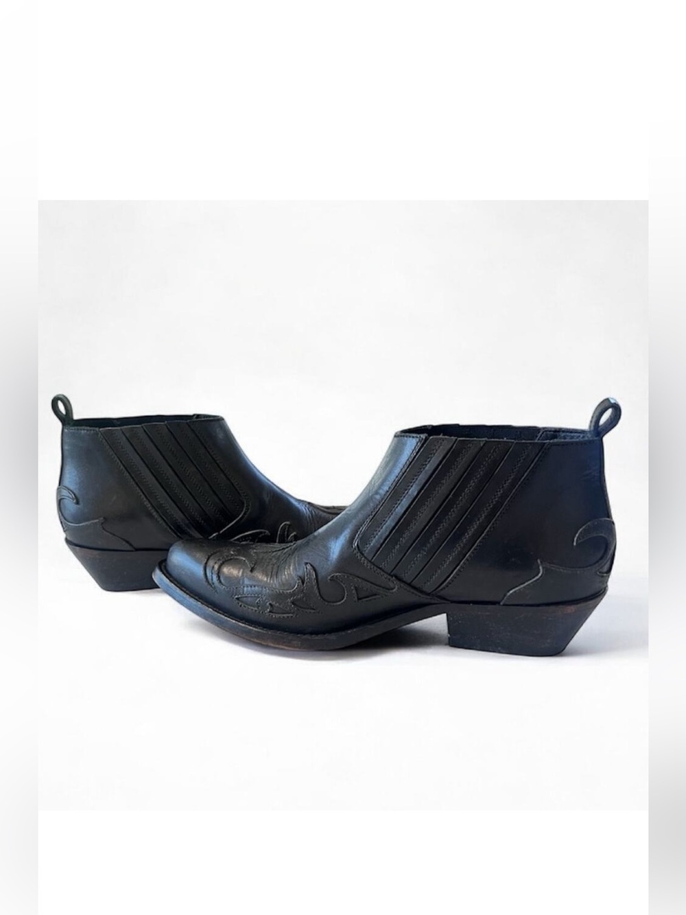 Golden Goose Leather Western Booties Black Ankle Boots Made in Italy Sz 39 US 9